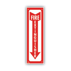 COSCO Glow-In-The-Dark Safety Sign, Fire Extinguisher, 4 x 13, Red