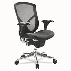 Alera® Alera EQ Series Ergonomic Multifunction Mid-Back Mesh Chair, Supports Up to 250 lb, Black Seat/Back, Aluminum Base