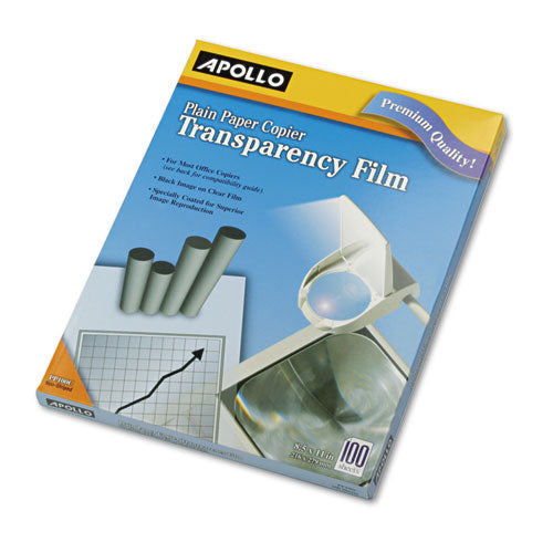 Apollo® Plain Paper Transparency Film, 8.5 x 11, Black on Clear, 100/Box