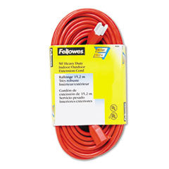 Fellowes® Indoor/Outdoor Heavy-Duty 3-Prong Plug Extension Cord, 50 ft, 13 A, Orange