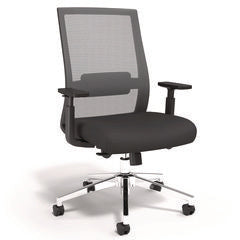 Alera® Ashdale Ergonomic Fabric Swivel Task Chair, Supports Up to 275 lb, 18.15 to 21.89 Seat Height, Black Seat/Back, Black Base