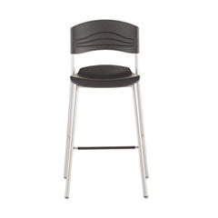 Iceberg CafeWorks Stool, Supports Up to 225 lb, 30" Seat Height, Graphite Seat, Graphite Back, Silver Base