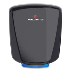 WORLD DRYER® VERDEdri Hand Dryer, 120 V, 3.9 x 12.25 x 14.5, Aluminum, Black