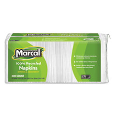 100% Recycled Luncheon Napkins, 11.4 x 12.5, White, 400/Pack, 6PK/CT