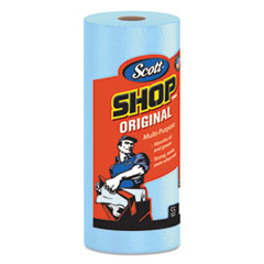 Shop Towels, Standard Roll, 1-Ply, 9.4 x 11, Blue, 55/Roll, 30 Rolls/Carton