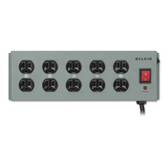 Belkin® Metal SurgeMaster Surge Protector, 10 AC Outlets, 15 ft Cord, 885 J, Dark Gray