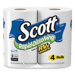 Rapid-Dissolving Toilet Paper, Bath Tissue, Septic Safe, 1-Ply, White, 231 Sheets/Roll, 4/Rolls/Pack, 12 Packs/Carton