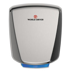 WORLD DRYER® VERDEdri Hand Dryer, 120 V, 3.9 x 12.25 x 14.5, Stainless Steel, Brushed