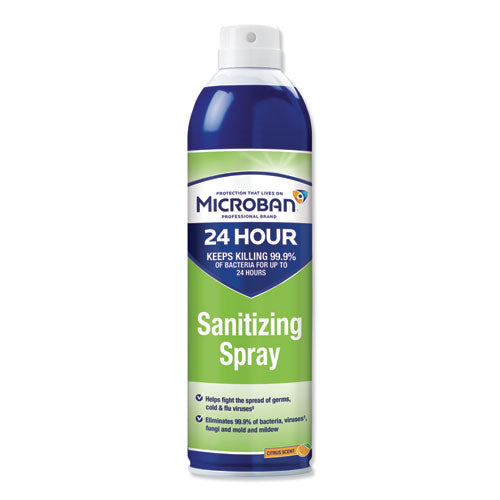 Microban® 24-Hour Disinfectant Sanitizing Spray, Citrus, 15 oz Aerosol Spray