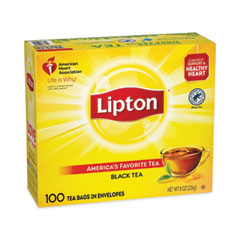 Lipton® Tea Bags, Black, 100/Box