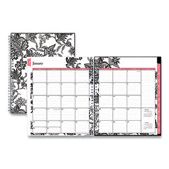 Blue Sky® Analeis Monthly Planner, Analeis Floral Artwork, 10 x 8, White/Black/Coral Cover, 12-Month (Jan to Dec): 2023