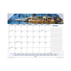 AT-A-GLANCE® Seascape Panoramic Desk Pad, Seascape Panoramic Photography, 22 x 17, White Sheets, Clear Corners,