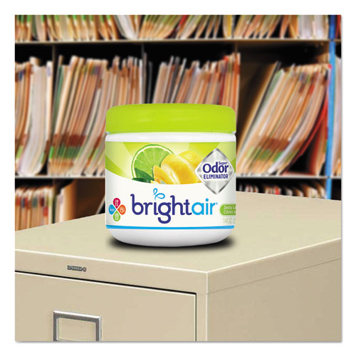 BRIGHT Air® Super Odor Eliminator, Zesty Lemon and Lime, 14 oz Jar, 6/Carton