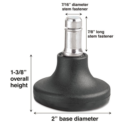 Master Caster® Low Profile Bell Glides, Grip Ring Type B Stem, 2" x 1.38" Glide, Matte Black, 5/Set