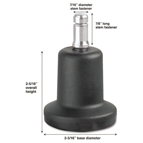 Master Caster® High Profile Bell Glides, Grip Ring Type B Stem, 2.19" x 2.31" Glide, Matte Black, 5/Set