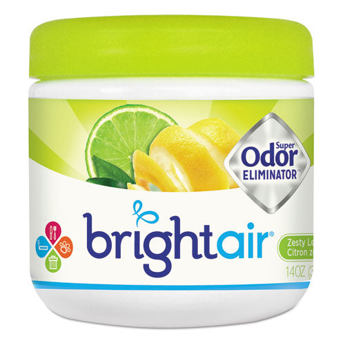 BRIGHT Air® Super Odor Eliminator, Zesty Lemon and Lime, 14 oz Jar, 6/Carton